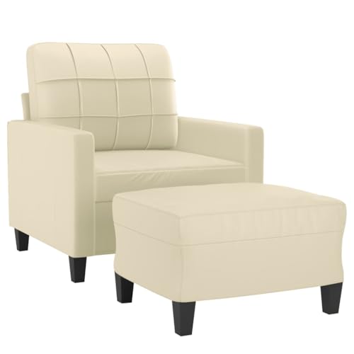 HEFZGDB Sessel mit Hocker Creme 60 cm Kunstleder Relax Sessel Couch Klein Lounge Sofa Big Sofa für Büro Aufenthaltsraum Wohnbereich Schlafzimmer HEFZGDB Sessel mit Hocker Creme 60 cm Kunstleder Relax Sessel Couch Klein Lounge Sofa Big Sofa für Büro Aufenthaltsraum Wohnbereich Schlafzimmer von HEFZGDB