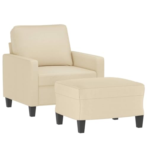 HEFZGDB Sessel mit Hocker Creme 60 cm Stoff Sofas Jugendsofa Big Sofa Kleine Couch Jugendzimmer für Empfangsraum Schlafzimmer Wohnbereich Büro von HEFZGDB