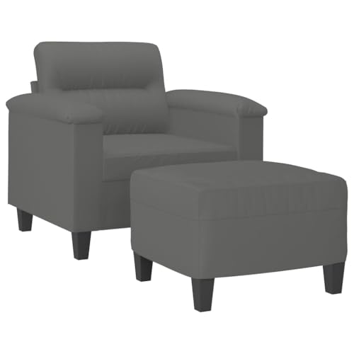 HEFZGDB Sessel mit Hocker Dunkelgrau 60 cm Mikrofasergewebe Gartenlounge Lounge Sofa Big Sofa Sofa Wohnzimmer für Büro Aufenthaltsraum Schlafzimmer Wohnbereich von HEFZGDB