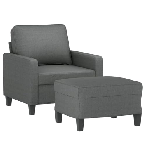 HEFZGDB Sessel mit Hocker Dunkelgrau 60 cm Stoff Sofas Jugendsofa Big Sofa Kleine Couch Jugendzimmer für Empfangsraum Schlafzimmer Wohnbereich Büro von HEFZGDB