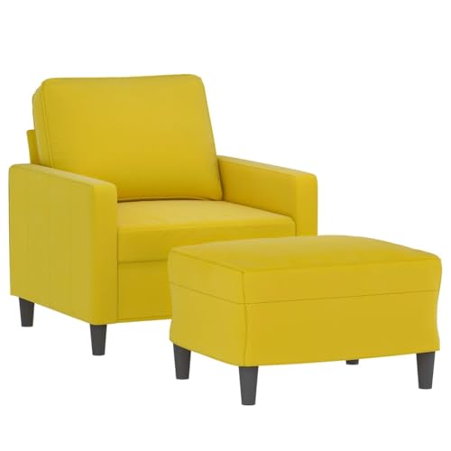 HEFZGDB Sessel mit Hocker Gelb 60 cm Samt Loungesessel Jugendsofa Kleines Sofa Big Sofa für Büro Schlafzimmer Empfangsraum Wohnbereich von HEFZGDB