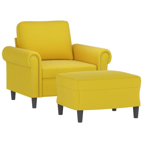 HEFZGDB Sessel mit Hocker Gelb 60 cm Samt Sofa Chair Lesesessel Bequem Jugendsofa Sofas für Empfangsraum Wohnbereich Büro Schlafzimmer von HEFZGDB