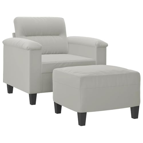 HEFZGDB Sessel mit Hocker Hellgrau 60 cm Mikrofasergewebe Gartenlounge Lounge Sofa Big Sofa Sofa Wohnzimmer für Büro Aufenthaltsraum Schlafzimmer Wohnbereich von HEFZGDB
