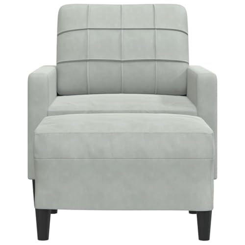 HEFZGDB Sessel mit Hocker Hellgrau 60 cm Samt Sitzgarnitur Wohnzimmer Couch Klein Mini Sofa Sofa Chair für Büro Schlafzimmer Wohnbereich Aufenthaltsraum von HEFZGDB
