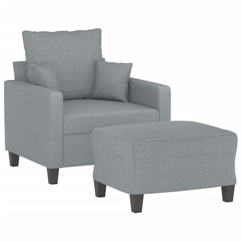 HEFZGDB Sessel mit Hocker Hellgrau 60 cm Stoff Relax Sessel Couch Klein Jugendsofa Kleines Sofa für Büro Aufenthaltsraum Empfangsraum Wohnbereich von HEFZGDB