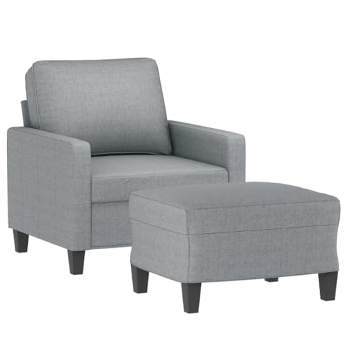 HEFZGDB Sessel mit Hocker Hellgrau 60 cm Stoff Sofas Jugendsofa Big Sofa Kleine Couch Jugendzimmer für Empfangsraum Schlafzimmer Wohnbereich Büro von HEFZGDB