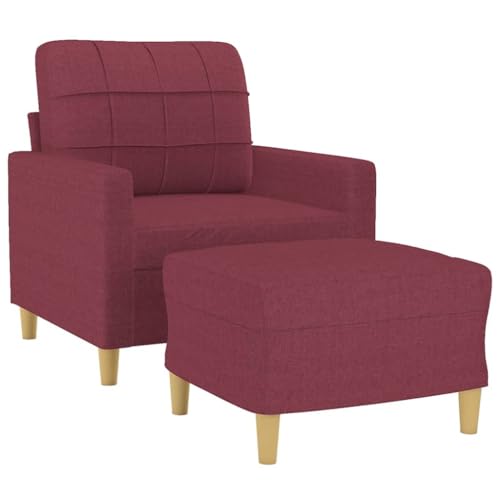 HEFZGDB Sessel mit Hocker Weinrot 60 cm Stoff Sessel Schlafzimmer Couch Klein Kleine Sofa Kleine Couch Jugendzimmer für Wohnbereich Schlafzimmer Aufenthaltsraum Büro von HEFZGDB