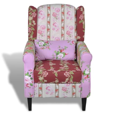 HEFZGDB Sessel mit Patchwork-Design Stoff Kuschelsessel Schminkstuhl Lesestuhl Seselstuhl Wohnzimmer für Sitzungszimmer Arbeitszimmer Wohnbereich Schlafzimmer von HEFZGDB