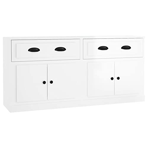HEFZGDB Sideboards 2 STK. Hochglanz-Weiß Holzwerkstoff Küchenbuffet Sideboard Wohnzimmer Flurschrank Vitrinenschrank Wohnzimmer für Dessert Shop Wohnstube Speisesaal Café von HEFZGDB