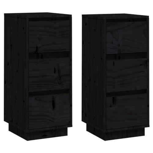 HEFZGDB Sideboards 2 STK. Schwarz 32x34x75 cm Massivholz Kiefer Display Case Sideboard Küche Sideboard Wohnzimmer Mehrzweckschrank für Dessert Shop Wohnstube Speisesaal Café von HEFZGDB