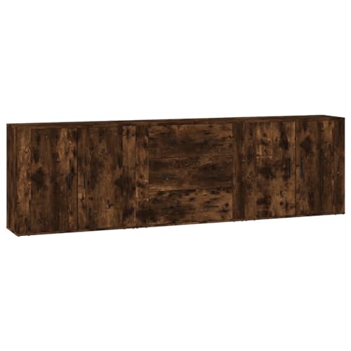 HEFZGDB Sideboards 3 STK. Räuchereiche Holzwerkstoff Living Room Cabinets Küchenschrank Küchenschränke Vitrinenschrank Wohnzimmer für Dessert Shop Wohnstube Küche Speisesaal von HEFZGDB