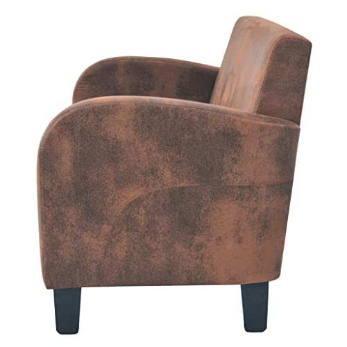 HEFZGDB Sofa 2-Sitzer Wildleder-Optik Braun Outdoor Sofa Couch Klein Sessel Wohnzimmer Sofa Chair für Büro Wohnbereich Schlafzimmer Aufenthaltsraum von HEFZGDB
