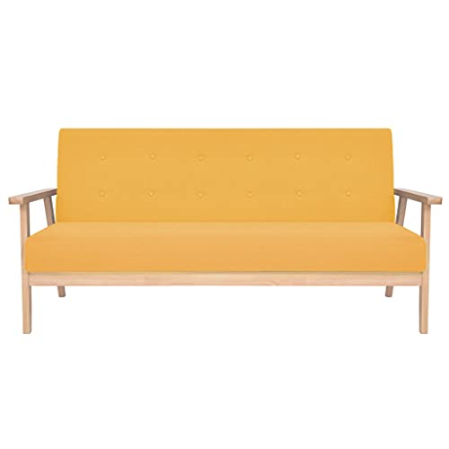 HEFZGDB Sofagarnitur 3-TLG. Stoff Gelb Loungesessel Mini Sofa Kleines Sofa Sofas für Büro Schlafzimmer Aufenthaltsraum Empfangsraum von HEFZGDB