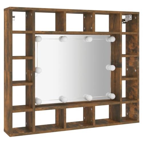HEFZGDB Spiegelschrank mit LED Räuchereiche 91x15x76,5 cm Sideboard Schuhschrank Bathroom Cabinet Medikamentenschrank für Toilette Wohnbereich Gästezimmer Badezimmer HEFZGDB Spiegelschrank mit LED Räuchereiche 91x15x76,5 cm Sideboard Schuhschrank Bathroom Cabinet Medikamentenschrank für Toilette Wohnbereich Gästezimmer Badezimmer von HEFZGDB