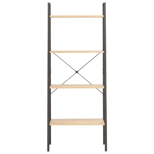 HEFZGDB Standregal 4 Böden Hellbraun und Schwarz 56x35x140 cm Vitrine Regale Mehrzweckschrank Apothekerschrank Küche für Wohnbereich Arbeitszimmer Bibliothek Schlafzimmer von HEFZGDB