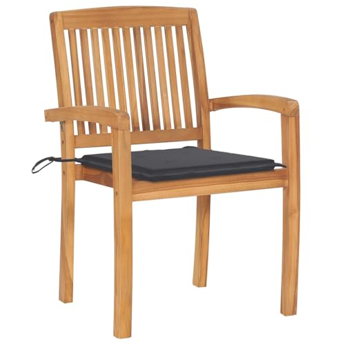 HEFZGDB Stapelbare Gartenstühle mit Kissen 4 STK. Massivholz Teak Balkon Stühle Gartenstuhl Essstühle Seselstuhl Wohnzimmer für Terrasse Garten Balkon Innenhof HEFZGDB Stapelbare Gartenstühle mit Kissen 4 STK. Massivholz Teak Balkon Stühle Gartenstuhl Essstühle Seselstuhl Wohnzimmer für Terrasse Garten Balkon Innenhof von HEFZGDB