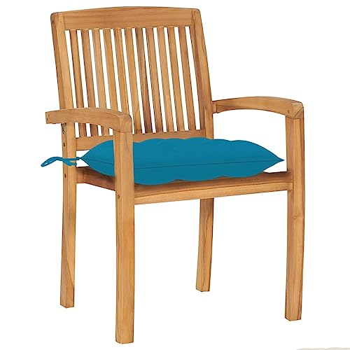 HEFZGDB Stapelbare Gartenstühle mit Kissen 6 STK. Massivholz Teak Kleiner Sessel Campingstuhl Seselstuhl Wohnzimmer Essstuhl für Innenhof Balkon Parks Garten von HEFZGDB