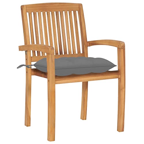 HEFZGDB Stapelbare Gartenstühle mit Kissen 6 STK. Massivholz Teak Kleiner Sessel Campingstuhl Seselstuhl Wohnzimmer Essstuhl für Innenhof Balkon Parks Garten von HEFZGDB