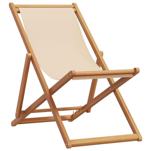 HEFZGDB Strandstühle 2 STK. Klappbar Beige Stoff und Massivholz Armlehnstuhl Loungesessel Wohnzimmer Seselstuhl Wohnzimmer Gartensessel für Balkon Parks Terrasse Innenhof von HEFZGDB