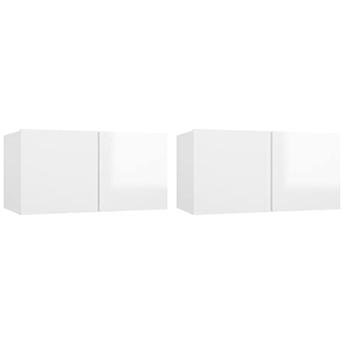 HEFZGDB TV-Hängeschränke 2 STK. Hochglanz-Weiß 60x30x30 cm Tv Table Tv Schrank Tv Ständer Sideboard Tv für Erholungsraum Büro Wohnbereich Schlafzimmer von HEFZGDB