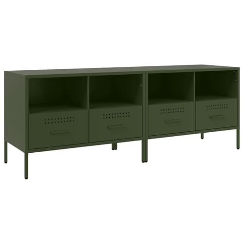 HEFZGDB TV-Schränke 2 STK. Olivgrün 68x39x50,5 cm Stahl Lowboard Wohnzimmer Tv Board Tv Ständer Wohnzimmer Möbel für Wohnbereich Gästezimmer Erholungsraum Schlafzimmer von HEFZGDB