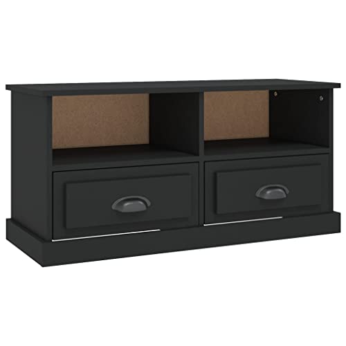 HEFZGDB TV-Schrank Schwarz 93x35,5x45 cm Holzwerkstoff Fernseher Unterschrank Wohnzimmertisch Fernsehkommode Sideboard Tv für Büro Schlafzimmer Gästezimmer Wohnbereich von HEFZGDB