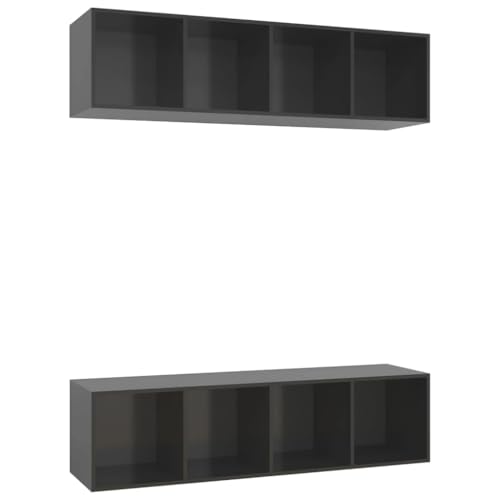 HEFZGDB TV-Wandschränke 2 STK. Hochglanz-Grau Holzwerkstoff Bank Tv Lowboard Wohnzimmertisch Tv Ständer für Büro Erholungsraum Wohnbereich Gästezimmer von HEFZGDB