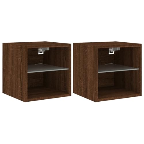 HEFZGDB TV-Wandschränke mit LED-Leuchten 2 STK. Braun Eichen-Optik Lowboard Wohnzimmer Fernsehschrank Tv Board Fernsehtisch für Erholungsraum Wohnbereich Schlafzimmer Gästezimmer von HEFZGDB
