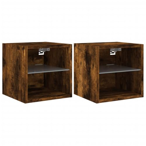 HEFZGDB TV-Wandschränke mit LED-Leuchten 2 STK. Räuchereiche Lowboard Wohnzimmer Fernsehschrank Tv Board Fernsehtisch für Erholungsraum Wohnbereich Schlafzimmer Gästezimmer von HEFZGDB