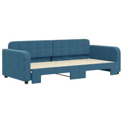 HEFZGDB Tagesbett Ausziehbar Blau 90x200 cm Samt Ehebett Gästebett Familienbett Einzelbett für Schlafzimmer Herberge Wohnbereich Gästezimmer HEFZGDB Tagesbett Ausziehbar Blau 90x200 cm Samt Ehebett Gästebett Familienbett Einzelbett für Schlafzimmer Herberge Wohnbereich Gästezimmer von HEFZGDB