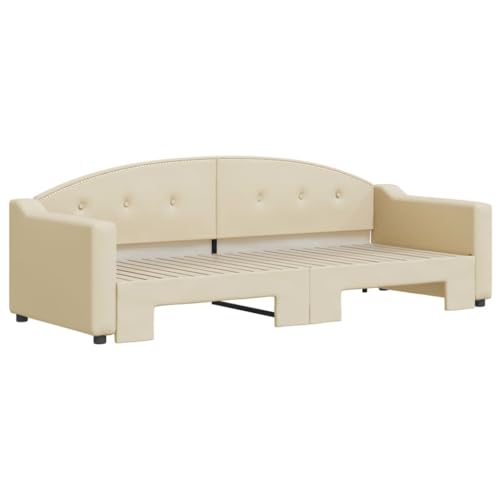 HEFZGDB Tagesbett Ausziehbar Creme 80x200 cm Stoff Single Bed Bed Frame Familienbett Bettrahmen für Schlafzimmer Herberge Gästezimmer Wohnbereich von HEFZGDB