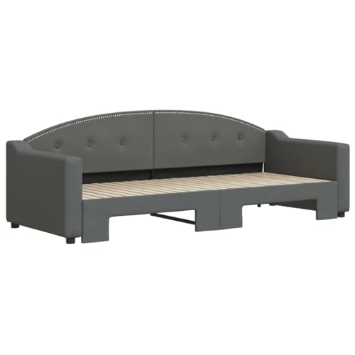 HEFZGDB Tagesbett Ausziehbar Dunkelgrau 80x200 cm Stoff Single Bed Bed Frame Familienbett Bettrahmen für Schlafzimmer Herberge Gästezimmer Wohnbereich von HEFZGDB