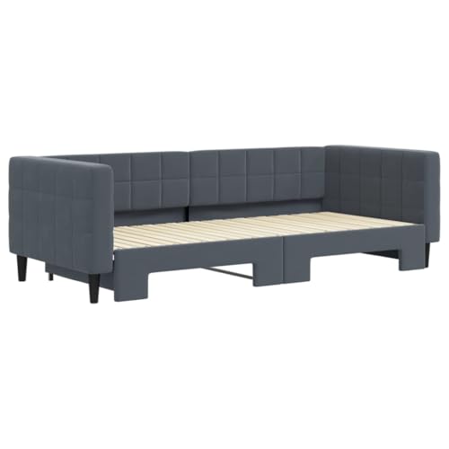 HEFZGDB Tagesbett Ausziehbar Dunkelgrau 90x200 cm Samt Bette Gästebett Bed Frame Einzelbetten für Schlafzimmer Gästezimmer Herberge Wohnbereich von HEFZGDB