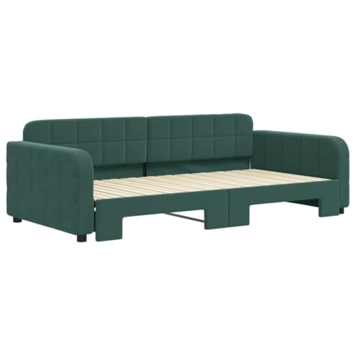 HEFZGDB Tagesbett Ausziehbar Dunkelgrün 100x200 cm Samt Ehebett Gästebett Familienbett Einzelbett für Schlafzimmer Herberge Wohnbereich Gästezimmer von HEFZGDB