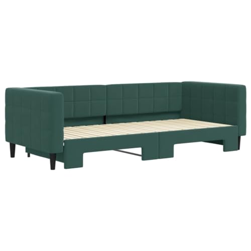 HEFZGDB Tagesbett Ausziehbar Dunkelgrün 90x200 cm Samt Bette Gästebett Bed Frame Einzelbetten für Schlafzimmer Gästezimmer Herberge Wohnbereich von HEFZGDB