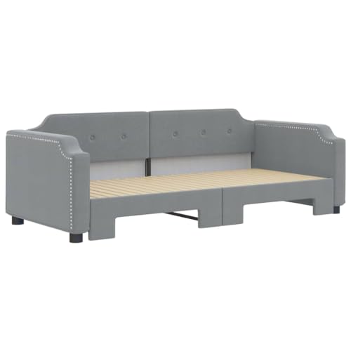 HEFZGDB Tagesbett Ausziehbar Hellgrau 80x200 cm Stoff Daybed Gästebett Familienbett Doppelbett für Gästezimmer Schlafzimmer Herberge Wohnbereich von HEFZGDB