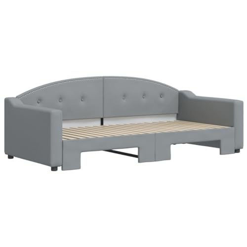 HEFZGDB Tagesbett Ausziehbar Hellgrau 90x190 cm Stoff Single Bed Bed Frame Familienbett Bettrahmen für Schlafzimmer Herberge Gästezimmer Wohnbereich von HEFZGDB