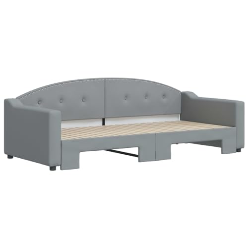 HEFZGDB Tagesbett Ausziehbar Hellgrau 90x200 cm Stoff Single Bed Bed Frame Familienbett Bettrahmen für Schlafzimmer Herberge Gästezimmer Wohnbereich von HEFZGDB
