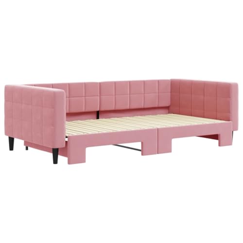 HEFZGDB Tagesbett Ausziehbar Rosa 100x200 cm Samt Bette Gästebett Bed Frame Einzelbetten für Schlafzimmer Gästezimmer Herberge Wohnbereich HEFZGDB Tagesbett Ausziehbar Rosa 100x200 cm Samt Bette Gästebett Bed Frame Einzelbetten für Schlafzimmer Gästezimmer Herberge Wohnbereich von HEFZGDB