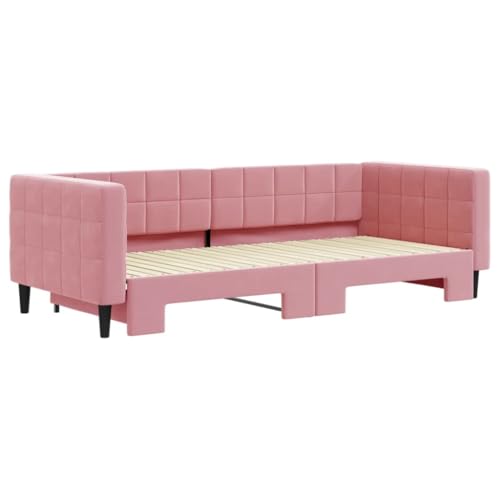 HEFZGDB Tagesbett Ausziehbar Rosa 90x200 cm Samt Bette Gästebett Bed Frame Einzelbetten für Schlafzimmer Gästezimmer Herberge Wohnbereich HEFZGDB Tagesbett Ausziehbar Rosa 90x200 cm Samt Bette Gästebett Bed Frame Einzelbetten für Schlafzimmer Gästezimmer Herberge Wohnbereich von HEFZGDB