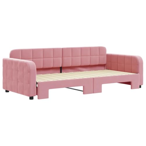 HEFZGDB Tagesbett Ausziehbar Rosa 90x200 cm Samt Ehebett Gästebett Familienbett Einzelbett für Schlafzimmer Herberge Wohnbereich Gästezimmer HEFZGDB Tagesbett Ausziehbar Rosa 90x200 cm Samt Ehebett Gästebett Familienbett Einzelbett für Schlafzimmer Herberge Wohnbereich Gästezimmer von HEFZGDB