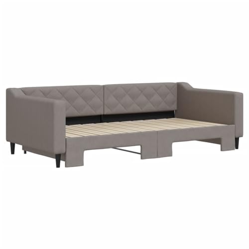 HEFZGDB Tagesbett Ausziehbar Taupe 100x200 cm Stoff Single Bed Gästebett Doppelbett Bettrahmen für Gästezimmer Herberge Schlafzimmer Wohnbereich HEFZGDB Tagesbett Ausziehbar Taupe 100x200 cm Stoff Single Bed Gästebett Doppelbett Bettrahmen für Gästezimmer Herberge Schlafzimmer Wohnbereich von HEFZGDB