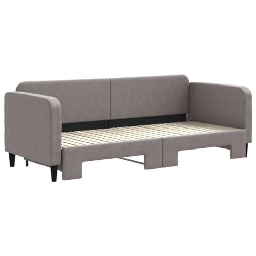 HEFZGDB Tagesbett Ausziehbar Taupe 80x200 cm Stoff Double Bed Gästebett Bettgestell Bettrahmen für Gästezimmer Schlafzimmer Wohnbereich Herberge von HEFZGDB