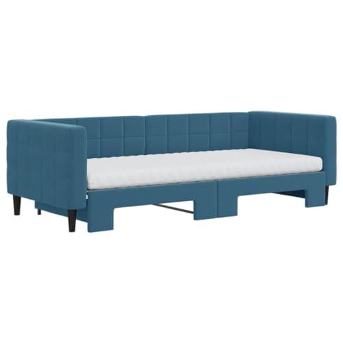 HEFZGDB Tagesbett Ausziehbar mit Matratzen Blau 90x200 cm Samt Bette Gästebett Bed Frame Einzelbetten für Schlafzimmer Gästezimmer Herberge Wohnbereich HEFZGDB Tagesbett Ausziehbar mit Matratzen Blau 90x200 cm Samt Bette Gästebett Bed Frame Einzelbetten für Schlafzimmer Gästezimmer Herberge Wohnbereich von HEFZGDB