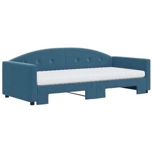 HEFZGDB Tagesbett Ausziehbar mit Matratzen Blau 90x200 cm Samt Ehebett Gästebett Einzelbetten Bettrahmen für Herberge Schlafzimmer Gästezimmer Wohnbereich HEFZGDB Tagesbett Ausziehbar mit Matratzen Blau 90x200 cm Samt Ehebett Gästebett Einzelbetten Bettrahmen für Herberge Schlafzimmer Gästezimmer Wohnbereich von HEFZGDB