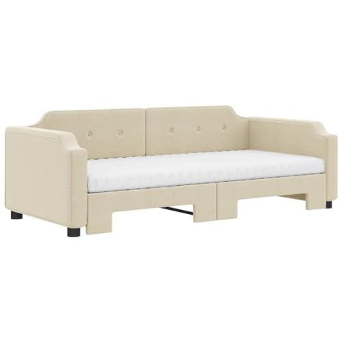 HEFZGDB Tagesbett Ausziehbar mit Matratzen Creme 80x200 cm Stoff Daybed Gästebett Familienbett Doppelbett für Gästezimmer Schlafzimmer Herberge Wohnbereich HEFZGDB Tagesbett Ausziehbar mit Matratzen Creme 80x200 cm Stoff Daybed Gästebett Familienbett Doppelbett für Gästezimmer Schlafzimmer Herberge Wohnbereich von HEFZGDB