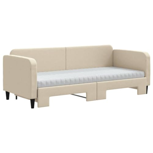 HEFZGDB Tagesbett Ausziehbar mit Matratzen Creme 80x200 cm Stoff Double Bed Gästebett Bettgestell Bettrahmen für Gästezimmer Schlafzimmer Wohnbereich Herberge HEFZGDB Tagesbett Ausziehbar mit Matratzen Creme 80x200 cm Stoff Double Bed Gästebett Bettgestell Bettrahmen für Gästezimmer Schlafzimmer Wohnbereich Herberge von HEFZGDB