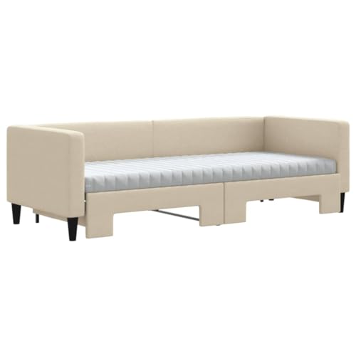 HEFZGDB Tagesbett Ausziehbar mit Matratzen Creme 80x200 cm Stoff Double Bed Gästebett Familienbett Einzelbetten für Schlafzimmer Wohnbereich Herberge Gästezimmer HEFZGDB Tagesbett Ausziehbar mit Matratzen Creme 80x200 cm Stoff Double Bed Gästebett Familienbett Einzelbetten für Schlafzimmer Wohnbereich Herberge Gästezimmer von HEFZGDB