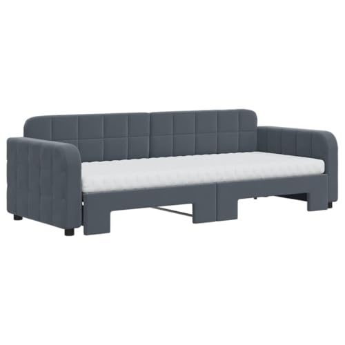 HEFZGDB Tagesbett Ausziehbar mit Matratzen Dunkelgrau 80x200 cm Samt Ehebett Gästebett Familienbett Einzelbett für Schlafzimmer Herberge Wohnbereich Gästezimmer HEFZGDB Tagesbett Ausziehbar mit Matratzen Dunkelgrau 80x200 cm Samt Ehebett Gästebett Familienbett Einzelbett für Schlafzimmer Herberge Wohnbereich Gästezimmer von HEFZGDB