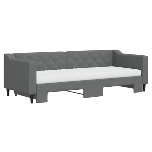 HEFZGDB Tagesbett Ausziehbar mit Matratzen Dunkelgrau 80x200 cm Stoff Single Bed Gästebett Doppelbett Bettrahmen für Gästezimmer Herberge Schlafzimmer Wohnbereich HEFZGDB Tagesbett Ausziehbar mit Matratzen Dunkelgrau 80x200 cm Stoff Single Bed Gästebett Doppelbett Bettrahmen für Gästezimmer Herberge Schlafzimmer Wohnbereich von HEFZGDB